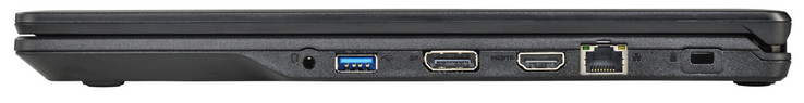 Destra: jack combo cuffie/microfono, porta USB 3.1 Gen 1 Type-A, DisplayPort, Gigabit Ethernet, Kensington lock