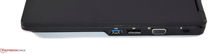 Lato destro: USB 3.0 Type-A, DisplayPort, VGA, Kensington lock