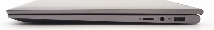 A destra: lettore di schede microSD, jack per cuffie da 3,5 mm, USB tipo A