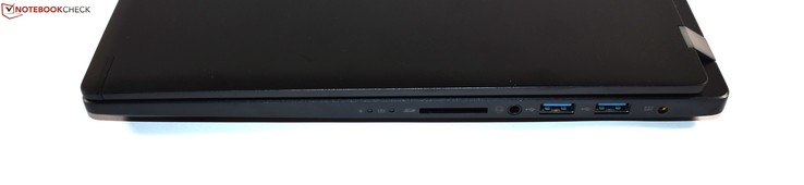 Lato Destro: SD card-reader, combo audio, 2x USB 3.0 Type-A, porta ricarica