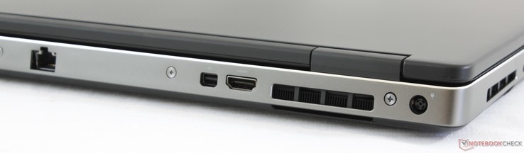 Lato posteriore: Gigabit RJ-45, mini DisplayPort, HDMI, alimentatore AC