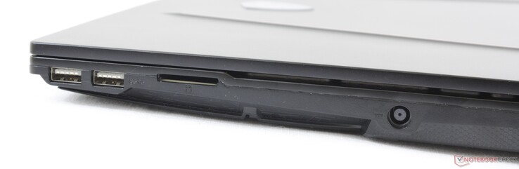 A destra: 2x USB Type-A 3.2 Gen 1, lettore schede SD, adattatore AC