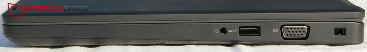 Lato Destro: jack combo cuffie, USB Type-A 3.1, VGA, Noble Wedge Lock Slot