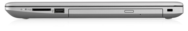 Lato destro: Lettore di schede di memoria (SD), USB 2.0 (Tipo-A), unità ottica, slot cable lock