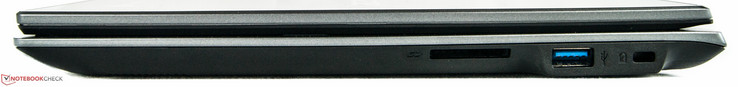 Right: SD card reader, 1x USB 3.0, Kensington Lock
