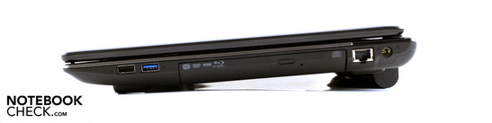 Lato Destro: USB 2.0, USB 3.0, BluRay reader, Ethernet, AC