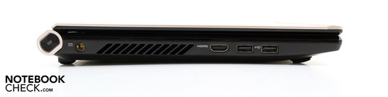 Lato sinistro: Tastiera, AC, HDMI, 2 USB 2.0