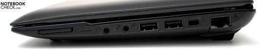 Lato Destro: Cardreader, audio, 2 USB 2.0, Kensington, RJ-45