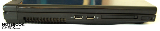Sinistra: Fessura di ventilazione, 2x USB 2.0, ExpressCard/54, interruttore WiFi