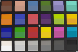 Screenshot dei colori di ColorChecker. I colori di riferimento sono nella metà inferiore.
