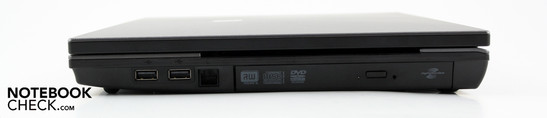 Lato Destro: due USB 2.0s, modem, masterizzatore DVD