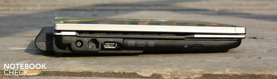 Lato Sinistro: accensione, modem, USB 2.0, masterizzatore DVD, smart card reader