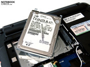 ... sotto le quali si trova l'hard disk da 250 GB prodotto da Hitachi ...