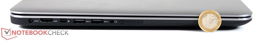 Lato Sinistro: alimentazione, HDMI, DisplayPort, 2x USB 3.0, headset (3.5mm)