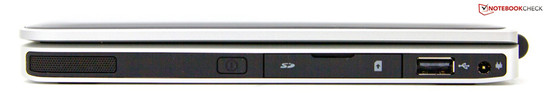 Lato Destro: casse, lettore SD, slot SIM, USB 2.0