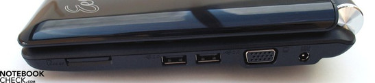 Lato Destro: Multimedia card reader, 2x USB 2.0, VGA, alimentazione