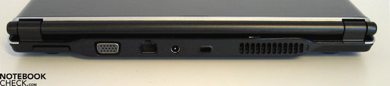 Lato posteriore: SD card reader, VGA, LAN, alimentazione, Kensington lock