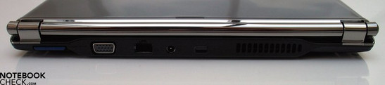 Lato posteriore: SD Cardreader, VGA, LAN, alimentazione, Kensington lock