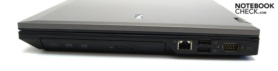 Destra: drive ottico, RJ45 (LAN), 2x USB-2.0, porta seriale