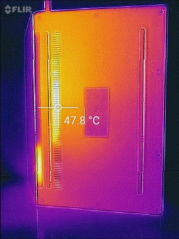The infrared camera also records the temperatures through the cooling vents, but the surface temperature stays convenient.