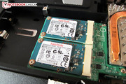 Due piccoli SSDs mSATA in RAID0.