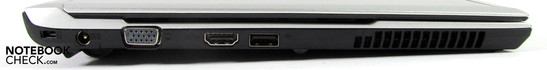 Sinistra: Kensington Lock, alimentazione, VGA, HDMI, USB 2.0
