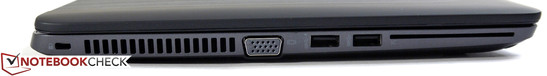 Lato Sinistro: Kensington Lock, VGA, 2x USB 3.0, SmartCard reader