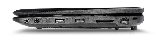 Destra: Audio, 2 USB 2.0, card reader, LAN, Kensington