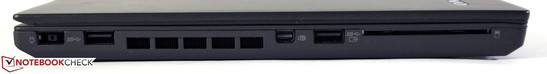 Lato Sinistro: porta Ethernet, USB 3.0, Mini-DisplayPort, USB 3.0, Smart Card Reader.