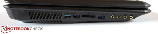 Sinistra: 2 USB 3.0, card reader, USB 3.0, 4 jacks audio