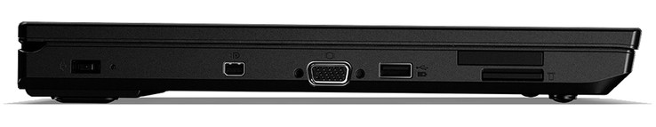 left: power-in, Mini-DisplayPort, VGA-out, USB 3.0, ExpressCard-Slot, card reader