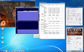 Furmark da solo - nessun rallentamento, Turbo funziona ed il clock sale di diversi livelli (solo 1 core della CPU).