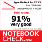 Rating Apple MacBook Pro 15" V5