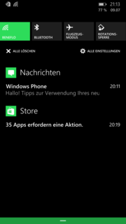 Il notification center è una delle principali nuove features di Windows Phone 8.1.