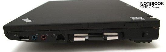 Destra: USB 2.0, cuffie, microfono, hard disk (cover rimossa), Kensington
