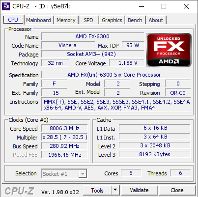 Un overclocker è riuscito a spingere l'AMD FX-6300 a 8 GHz. (Fonte immagine: Yosarianilives su HWBOT)