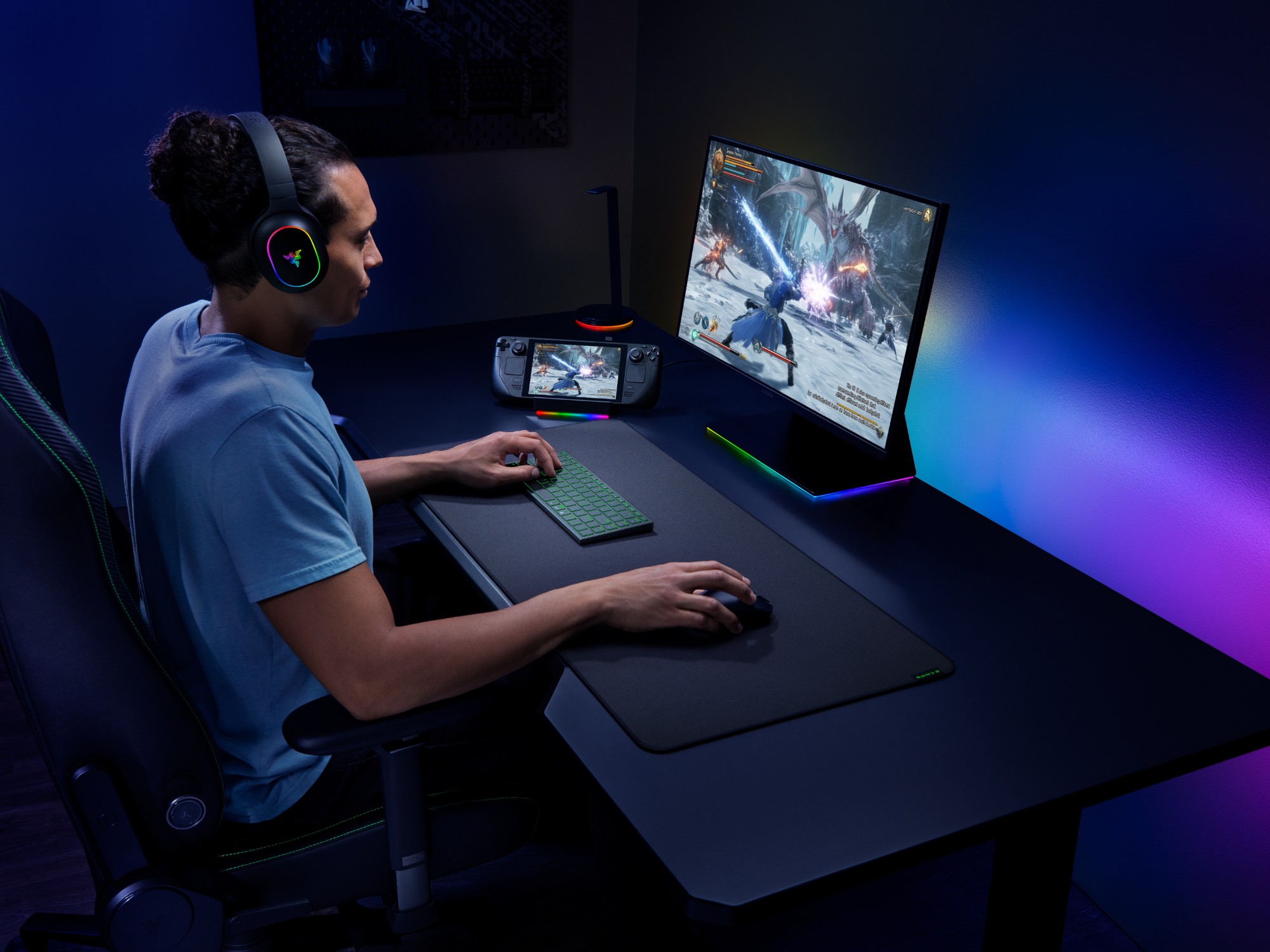 La tastiera Razer Joro mostrata in una configurazione desktop (Fonte: Razer)