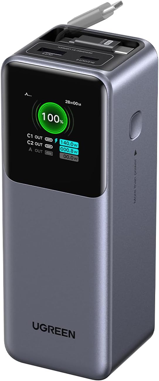 Il Nexode Power Bank di Ugreen con cavo retrattile. (Fonte: Ugreen)