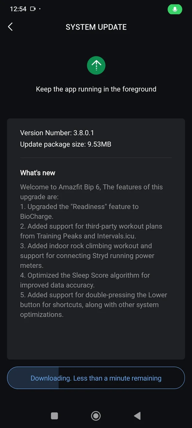 Il registro delle modifiche per la versione software 3.8.0.1 per Amazfit Bip 6 e gli smartwatch correlati. (Fonte immagine: u/Pitiful_Employ_4011 via Reddit)
