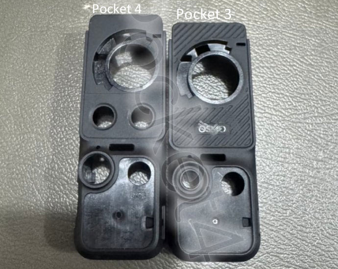 Lo chassis di Osmo Pocket 4 e Pocket 3, da sinistra a destra. (Fonte immagine: via The New Camera)