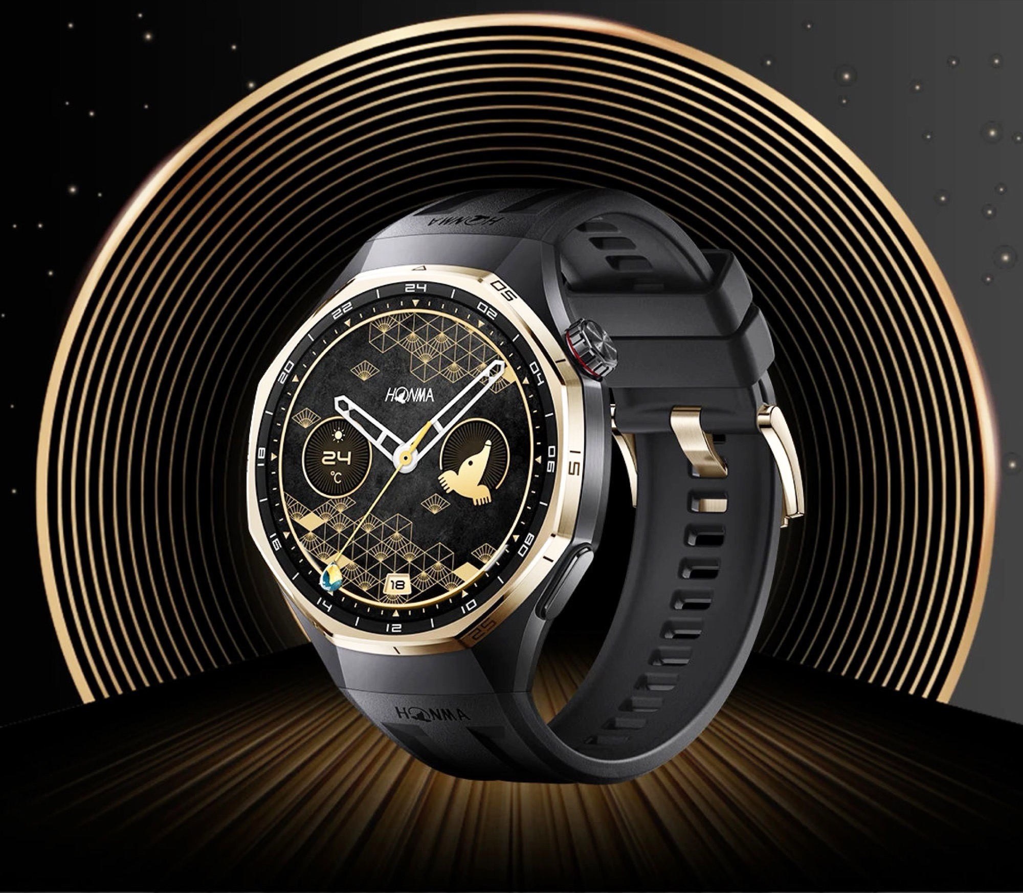 Honma x Huawei Watch GT 6 Pro lancia la lunetta in titanio dorato