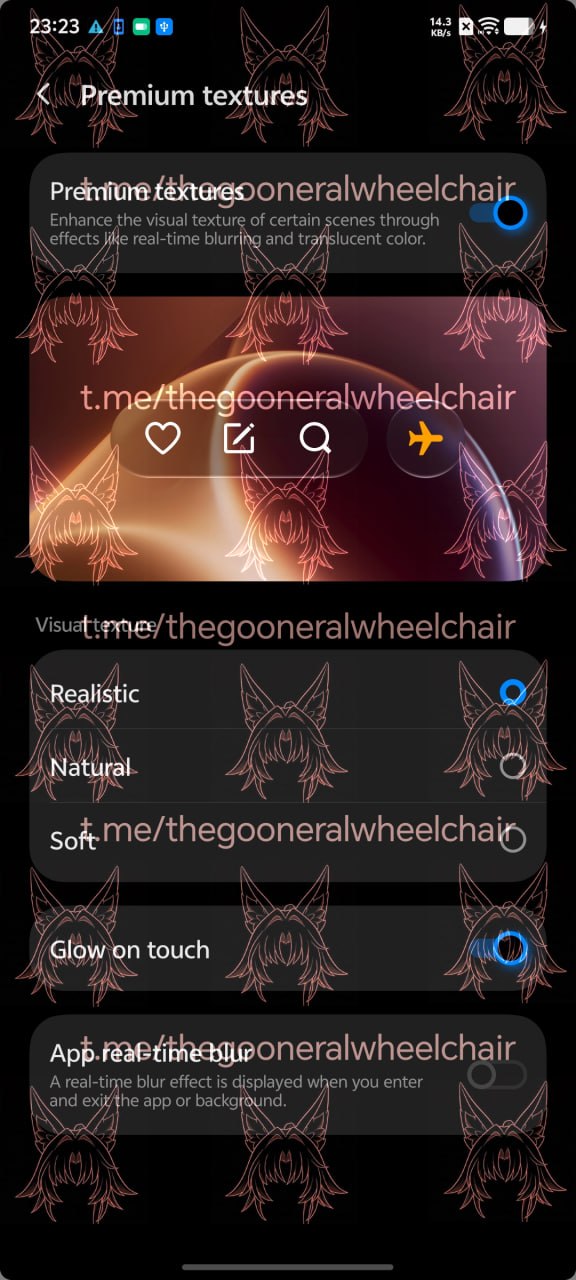 L’opzione “Texture premium” nelle impostazioni consente agli utenti di scegliere tra texture visive realistiche, naturali o morbide