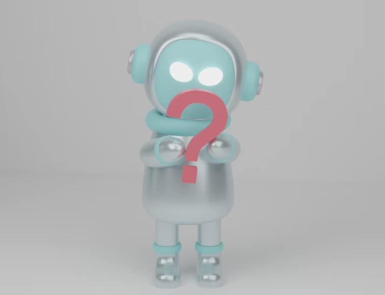 Un robot umanoide generico e un segno di domanda. (Fonte immagine: Valeria Nikitina - Unsplash)
