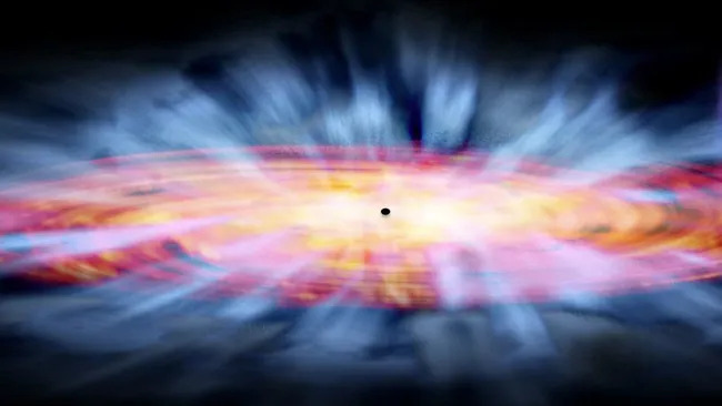 Un'illustrazione che mostra un quasar.