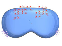 Un disegno del prossimo auricolare Apple Vision Pro pubblicato dalla FCC. (Fonte: FCC)