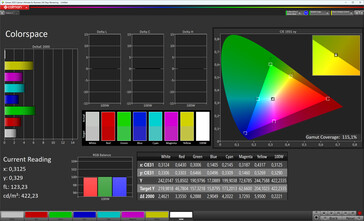 Spazio colore (modalità di visualizzazione Vivid, temperatura colore Warm +1, spazio colore target sRGB)