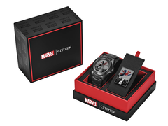 Il nuovo orologio frutto della collaborazione tra Citizen e Spider-Man, nella sua confezione originale.