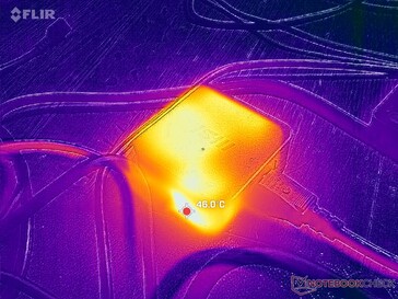 L'adattatore CA raggiunge oltre 46 C quando è sotto carico