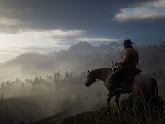 Un'immagine che mostra Arthur Morgan sul suo cavallo in Red Dead Redemption 2.