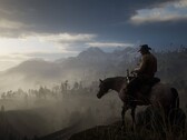 Un'immagine che mostra Arthur Morgan sul suo cavallo in Red Dead Redemption 2.